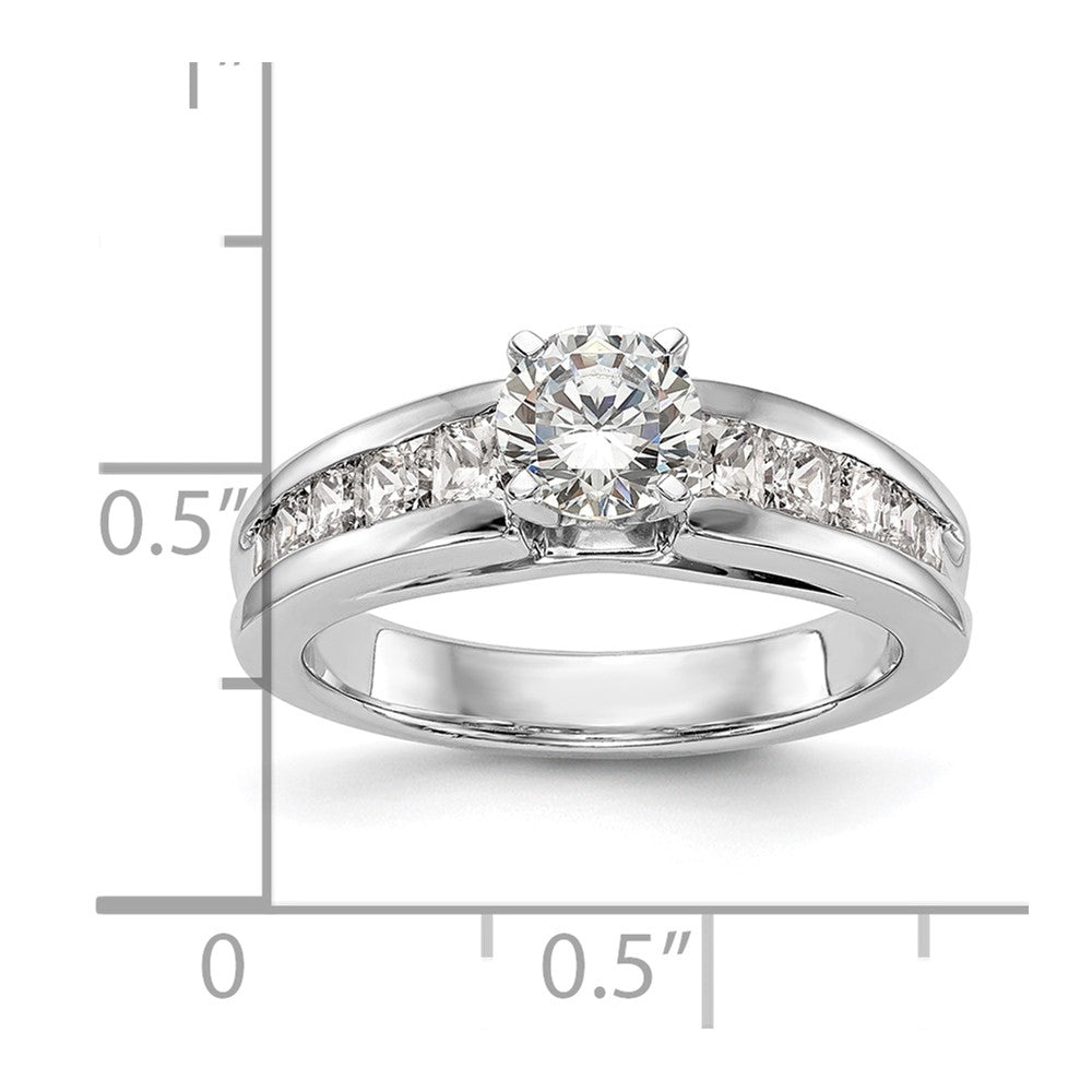 1.00ct. CZ Solid Real 14K White Gold Peg Set Engagement Ring
