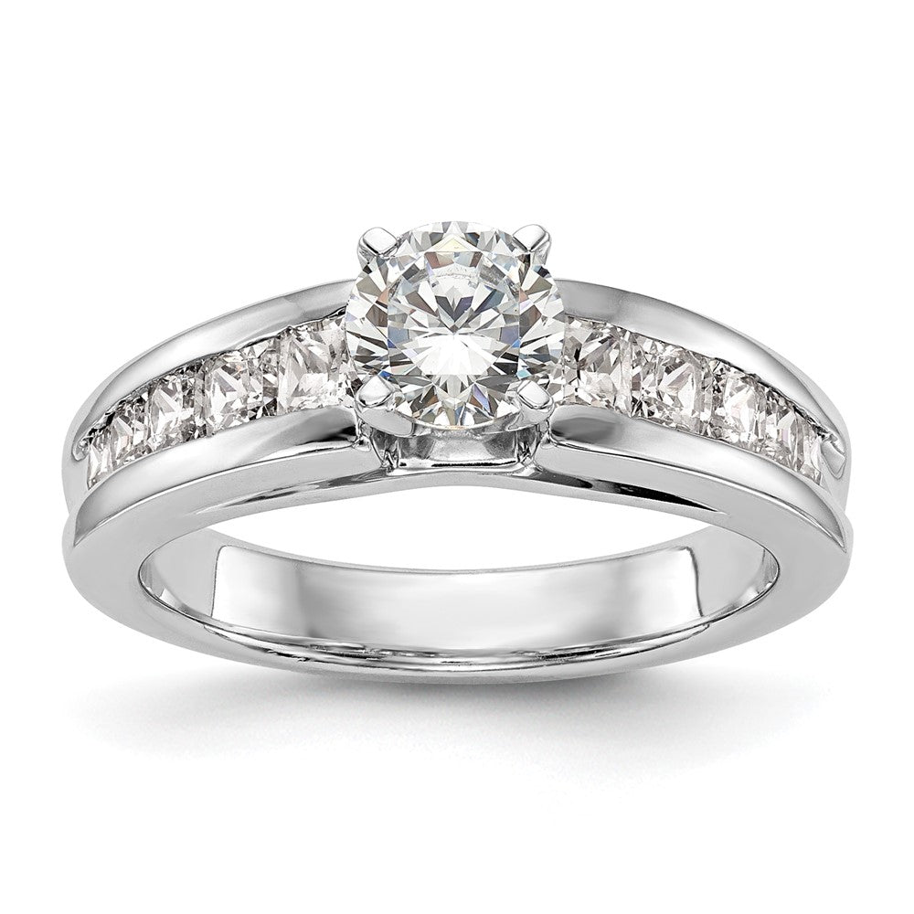 1.00ct. CZ Solid Real 14K White Gold Peg Set Engagement Ring