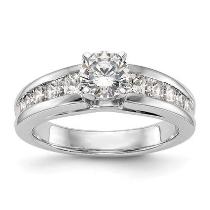 1.00ct. CZ Solid Real 14K White Gold Peg Set Engagement Ring