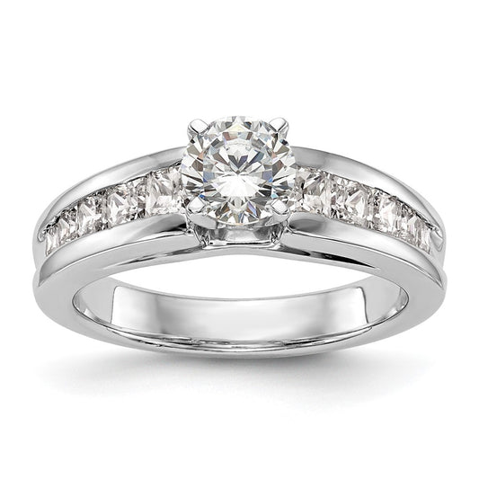 1.00ct. CZ Solid Real 14K White Gold Peg Set Engagement Ring