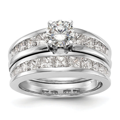 14K White Gold Peg Set 1 Carat Channel Princess Diamond Semi Mount Engagement Ring