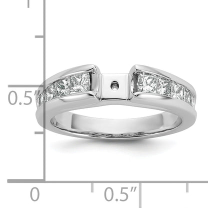 14K White Gold Peg Set 1 Carat Channel Princess Diamond Semi Mount Engagement Ring