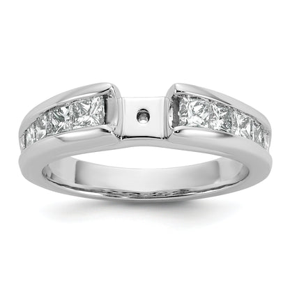 14K White Gold Peg Set 1 Carat Channel Princess Diamond Semi Mount Engagement Ring