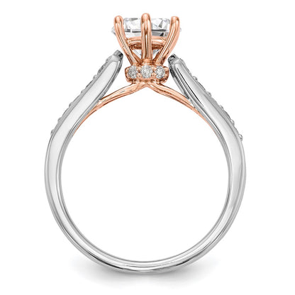 14K White Gold and Rose Simulated Diamond Engagement Ring