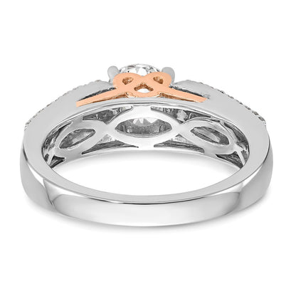 0.25ct. CZ Solid Real 14k Two-Tone Peg Set w/Pink Sapphire Semi-mnt Engagement Ring