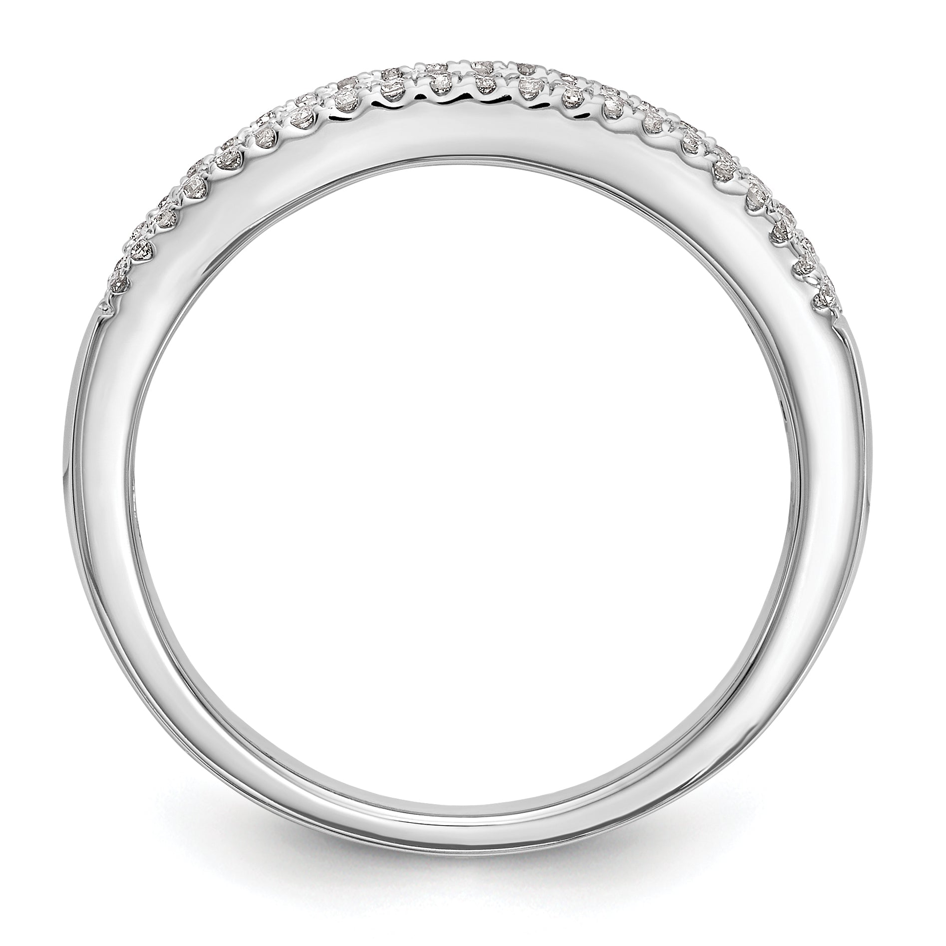 14K White Gold 3/8 Carat Round/Baguette Diamond Complete Wedding Band