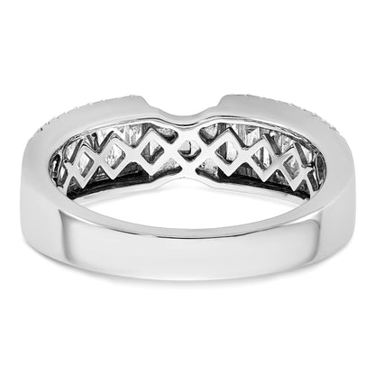14K White Gold Peg Set 3/4 Carat Round/Baguette Diamond Semi Mount Engagement Ring