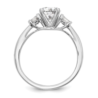 0.18ct. CZ Solid Real 14K White Gold Peg Set Engagement Ring