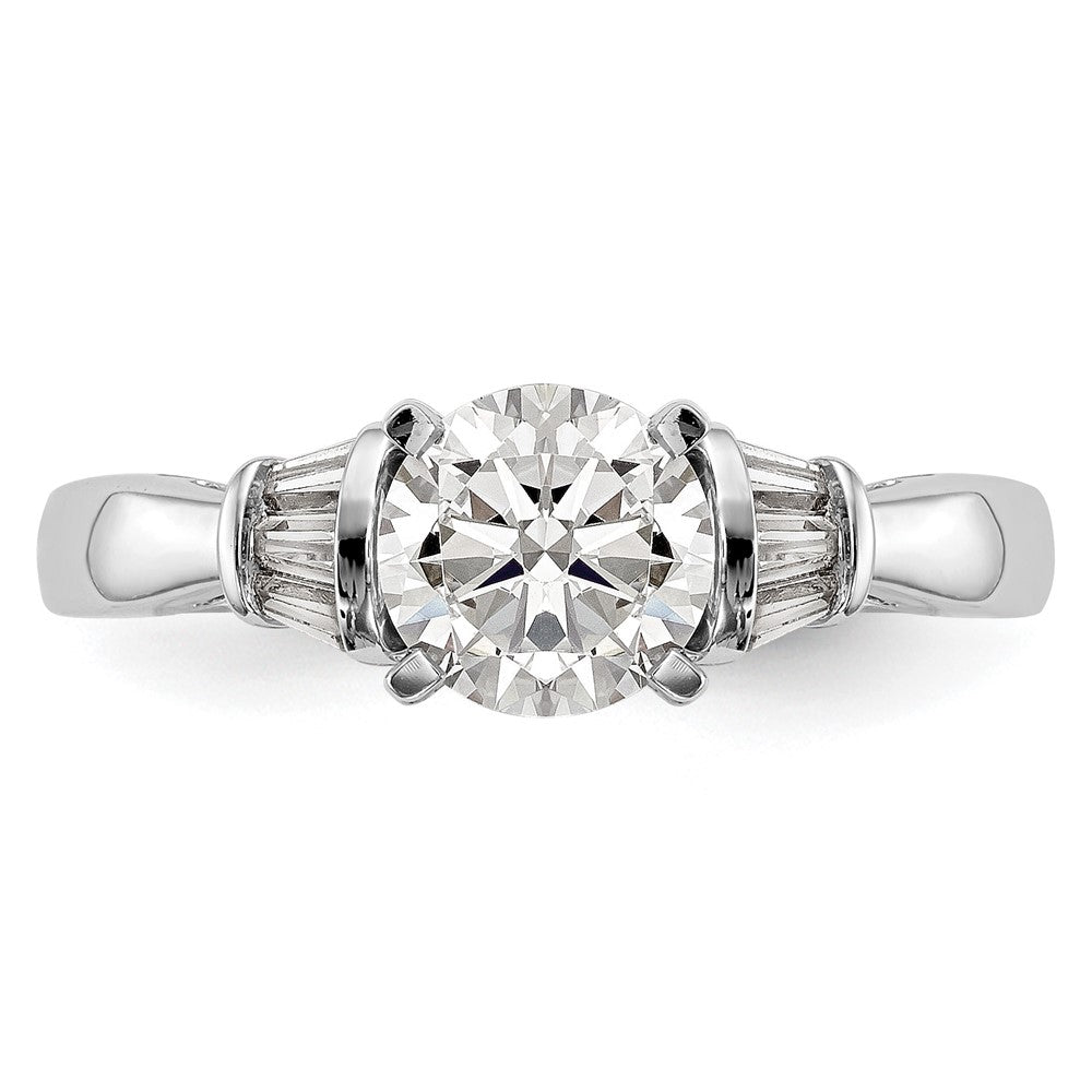 0.18ct. CZ Solid Real 14K White Gold Peg Set Engagement Ring