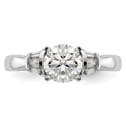 0.18ct. CZ Solid Real 14K White Gold Peg Set Engagement Ring