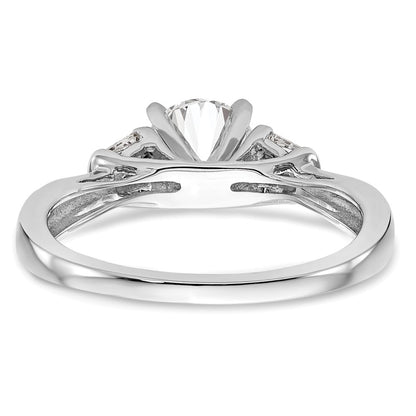0.18ct. CZ Solid Real 14K White Gold Peg Set Engagement Ring