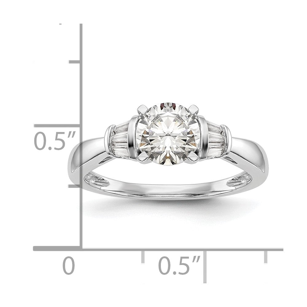 0.18ct. CZ Solid Real 14K White Gold Peg Set Engagement Ring