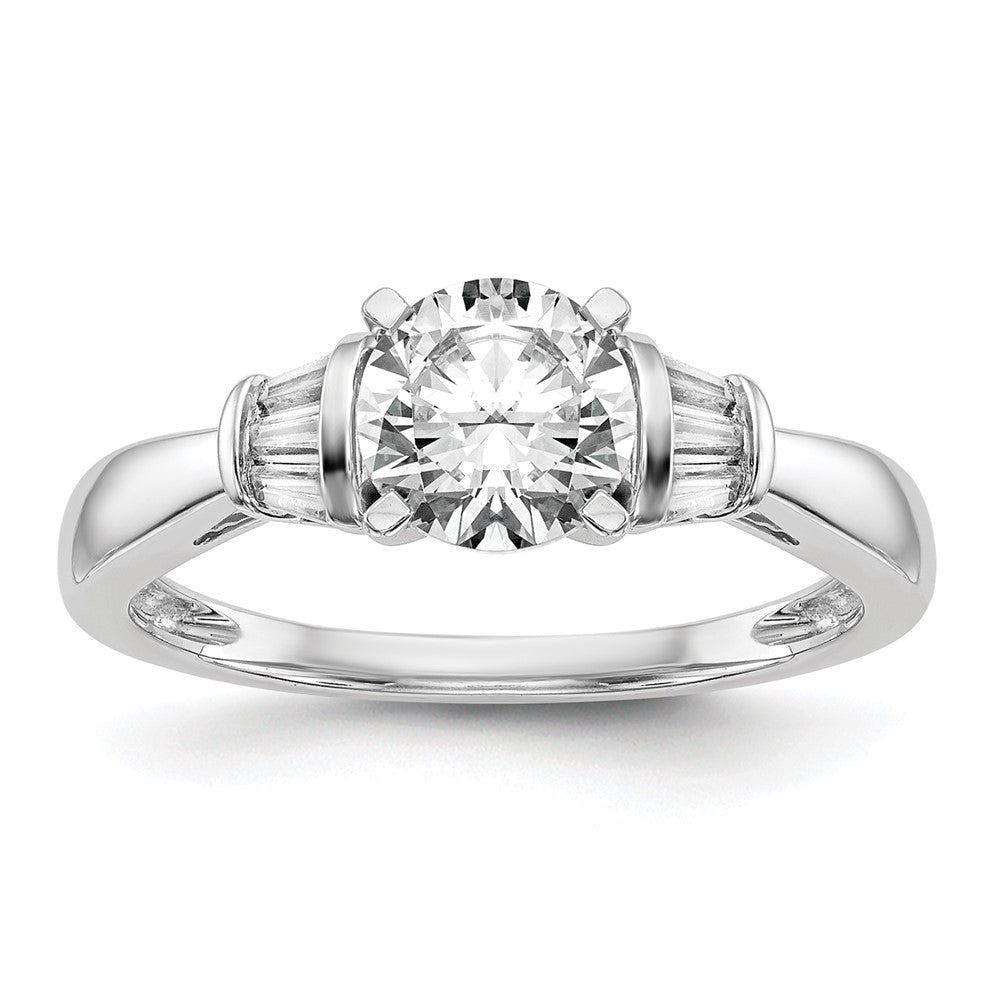 0.18ct. CZ Solid Real 14K White Gold Peg Set Engagement Ring