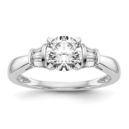 0.18ct. CZ Solid Real 14K White Gold Peg Set Engagement Ring