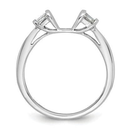 14K White Gold Peg Set 1/5 Carat Baguette Diamond Semi Mount Engagement Ring