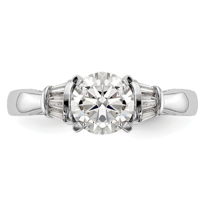 14K White Gold Peg Set 1/5 Carat Baguette Diamond Semi Mount Engagement Ring