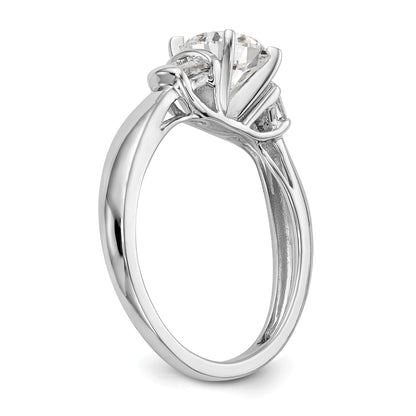 14K White Gold Peg Set 1/5 Carat Baguette Diamond Semi Mount Engagement Ring