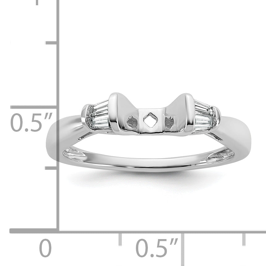 14K White Gold Peg Set 1/5 Carat Baguette Diamond Semi Mount Engagement Ring