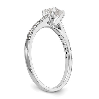 10K White Gold Peg Set 1/10 Carat Diamond Semi Mount Engagement Ring