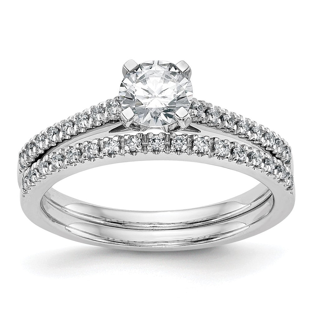 10K White Gold Peg Set 1/10 Carat Diamond Semi Mount Engagement Ring