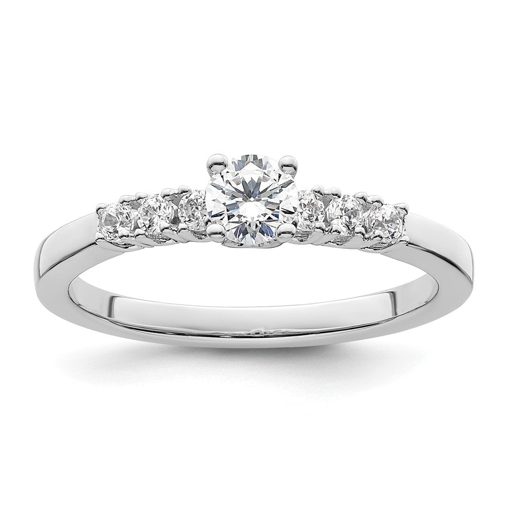 14K White Gold Simulated Diamond Engagement Ring
