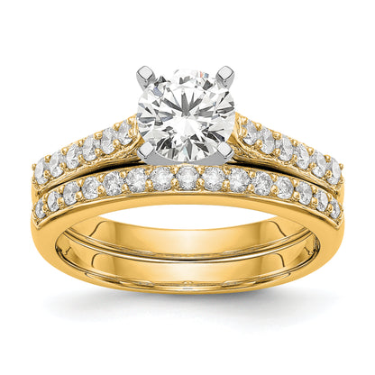 14k Yellow Gold Two Tone 1/4 Ct. Lab Grown Diamond VS/SI+ G+ Peg Set Engagement Ring