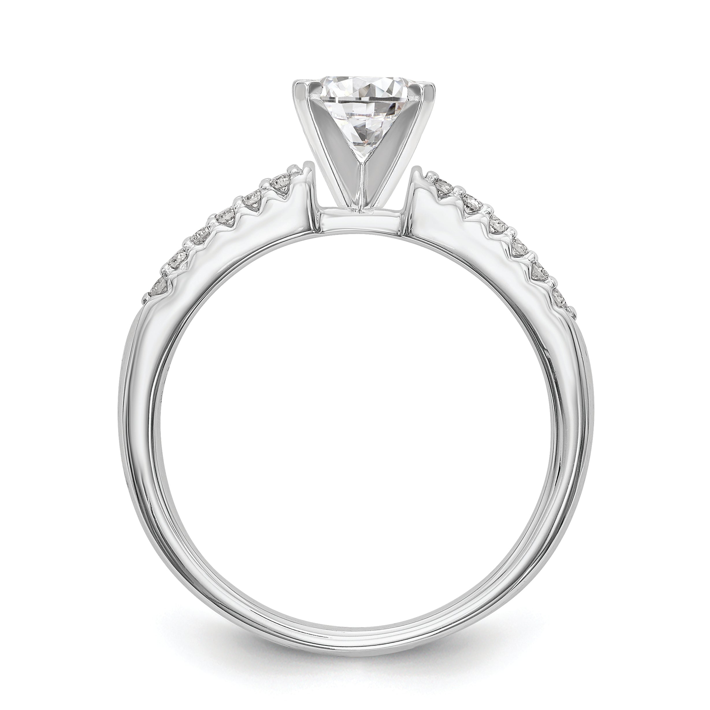 10K White Gold Peg Set 1/8 Carat Diamond Semi Mount Engagement Ring