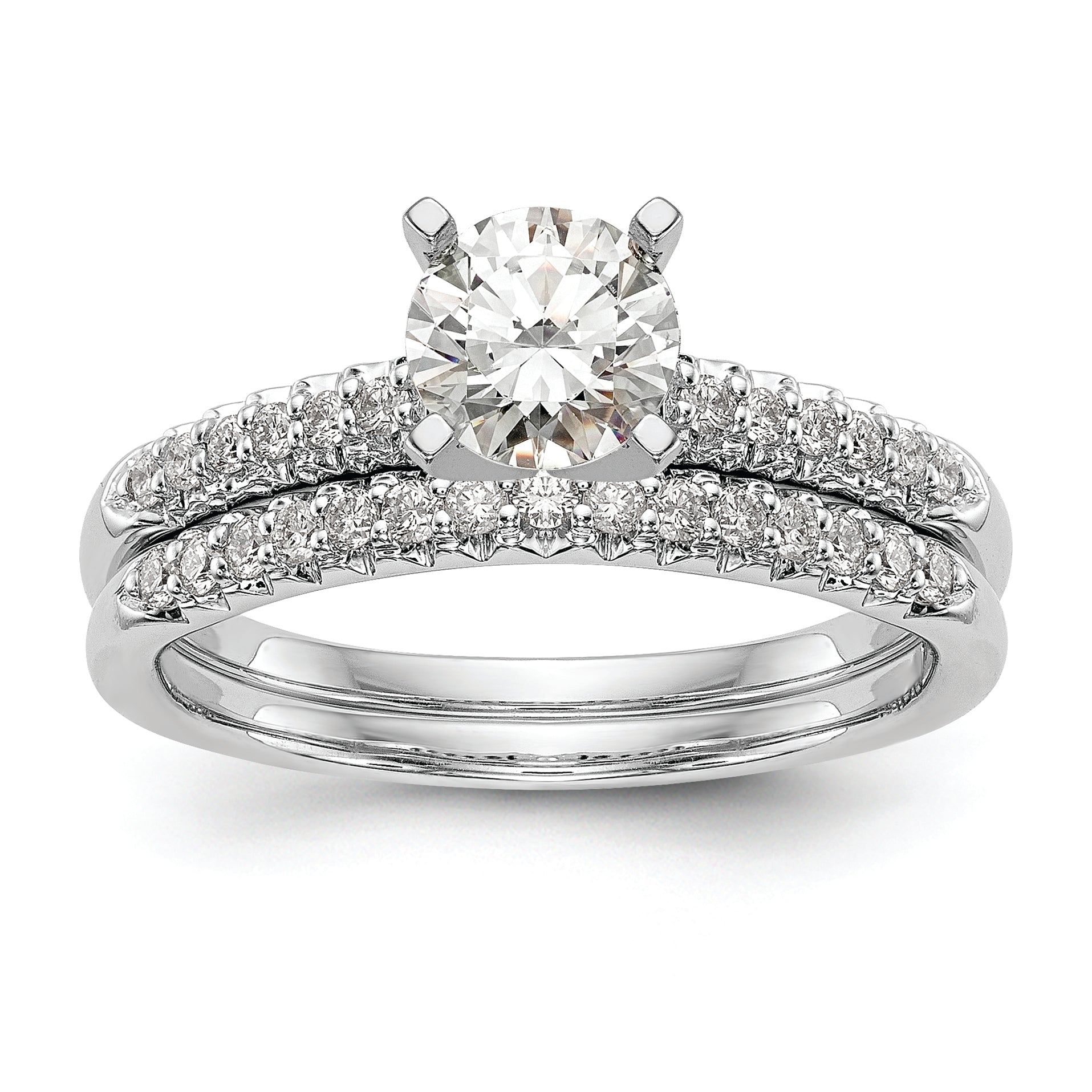 10K White Gold Peg Set 1/8 Carat Diamond Semi Mount Engagement Ring