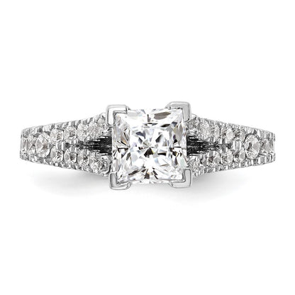14K White Gold Peg Set 1/2 Carat Diamond Semi Mount Engagement Ring