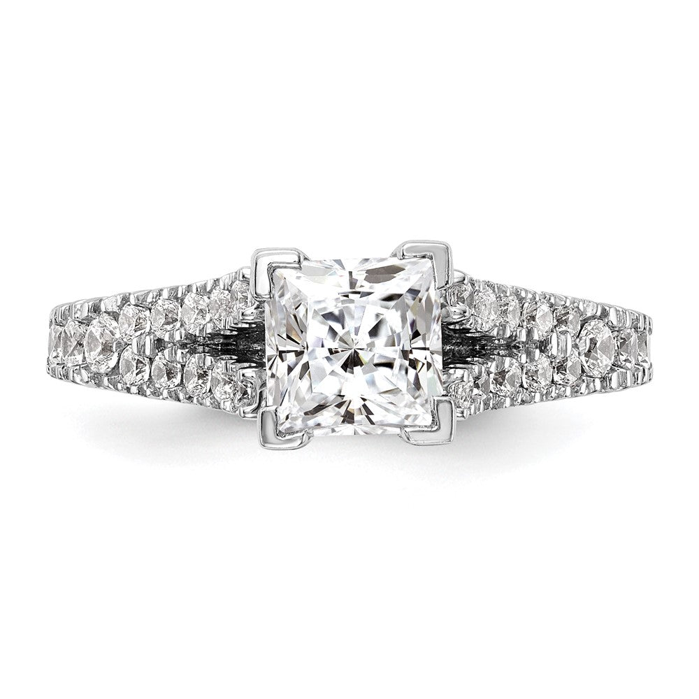0.51ct. CZ Solid Real 14K White Gold Peg Set Engagement Ring