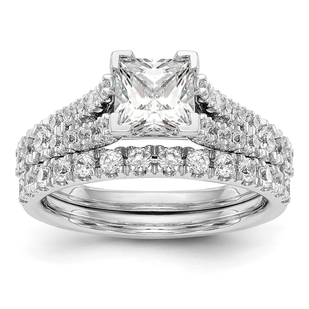 0.51ct. CZ Solid Real 14K White Gold Peg Set Engagement Ring