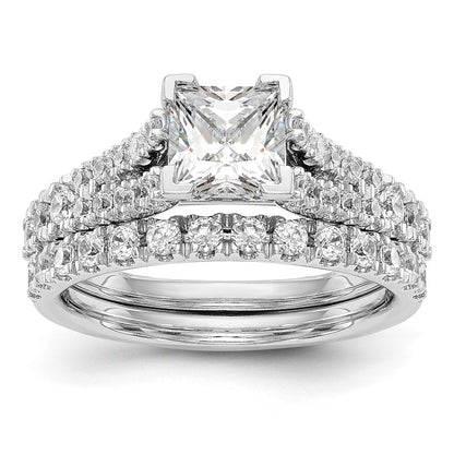 0.51ct. CZ Solid Real 14K White Gold Peg Set Engagement Ring