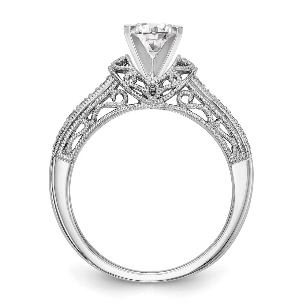 0.17ct. CZ Solid Real 14K White Gold Peg Set Engagement Ring