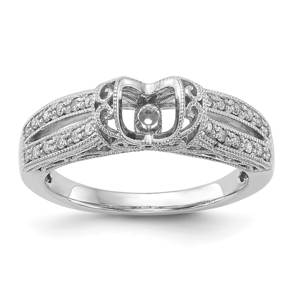 0.17ct. CZ Solid Real 14K White Gold Peg Set Engagement Ring