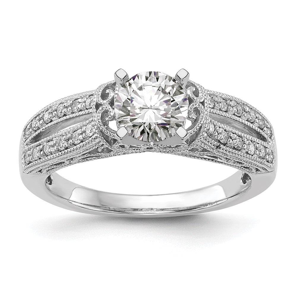 0.17ct. CZ Solid Real 14K White Gold Peg Set Engagement Ring