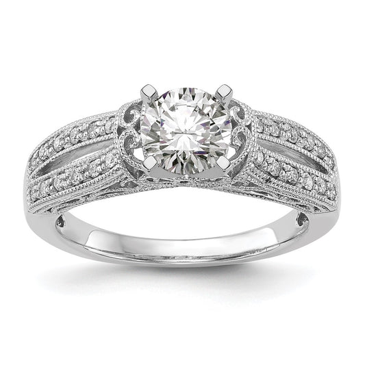 0.17ct. CZ Solid Real 14K White Gold Peg Set Engagement Ring