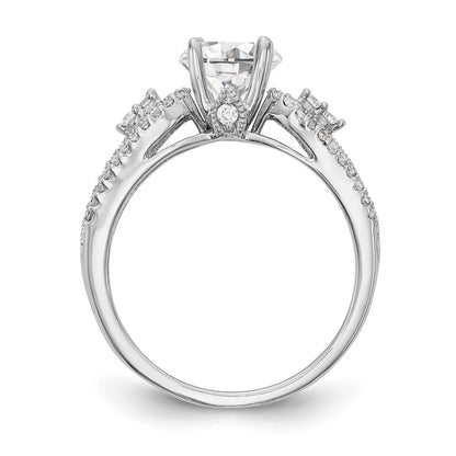 14K White Gold Peg Set 1/4 Carat Diamond Semi Mount Engagement Ring