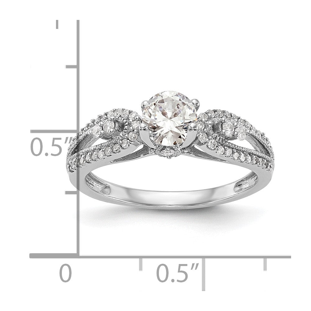 14K White Gold Peg Set 1/4 Carat Diamond Semi Mount Engagement Ring