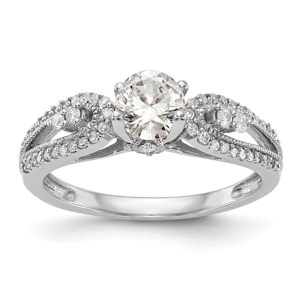 14K White Gold Peg Set 1/4 Carat Diamond Semi Mount Engagement Ring