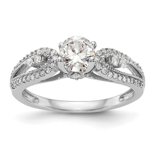 14K White Gold Peg Set 1/4 Carat Diamond Semi Mount Engagement Ring