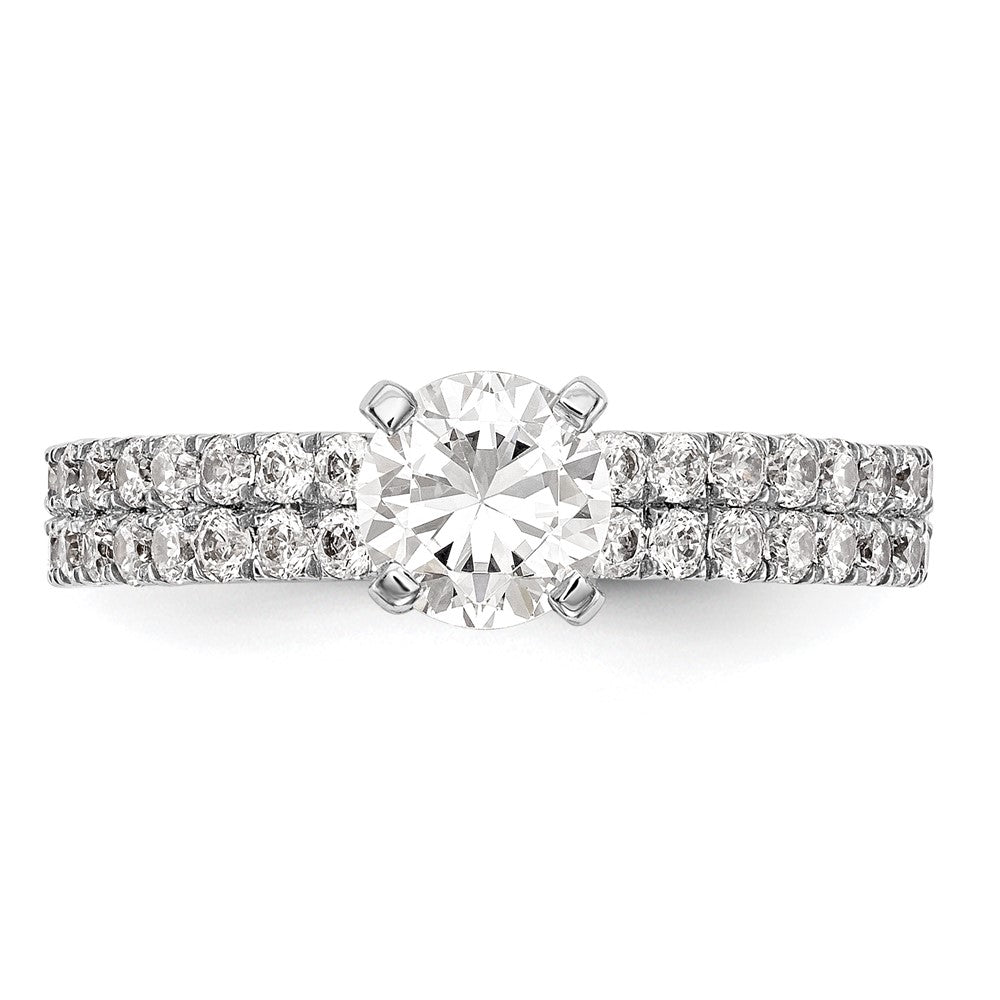 14K White Gold 2 Row Peg Set 3/4 Carat Diamond Semi Mount Engagement Ring