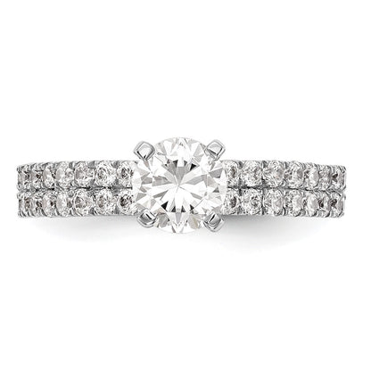 14K White Gold 2 Row Peg Set 3/4 Carat Diamond Semi Mount Engagement Ring