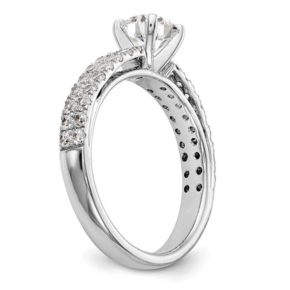 14K White Gold 2 Row Peg Set 3/4 Carat Diamond Semi Mount Engagement Ring