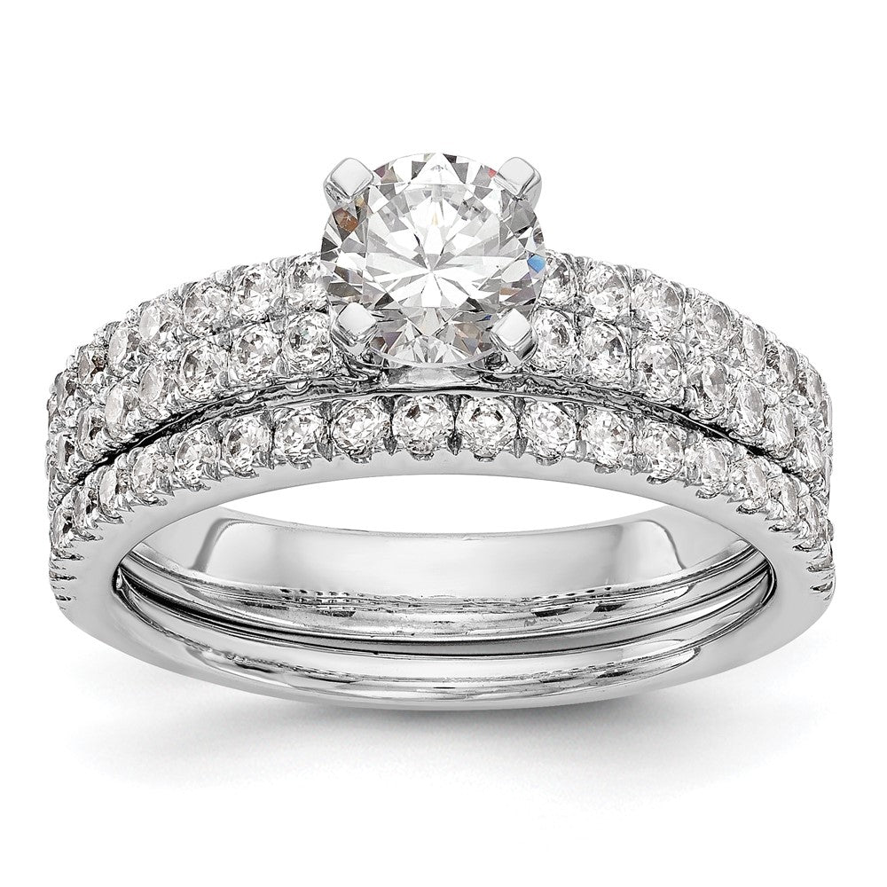 14K White Gold 2 Row Peg Set 3/4 Carat Diamond Semi Mount Engagement Ring