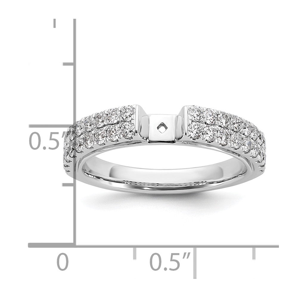 14K White Gold 2 Row Peg Set 3/4 Carat Diamond Semi Mount Engagement Ring