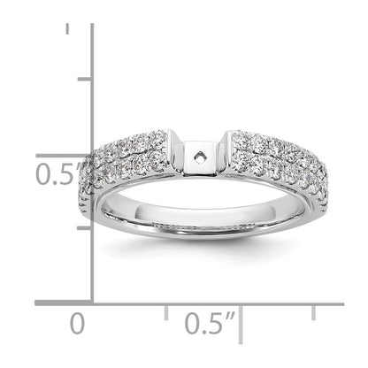 14K White Gold 2 Row Peg Set 3/4 Carat Diamond Semi Mount Engagement Ring