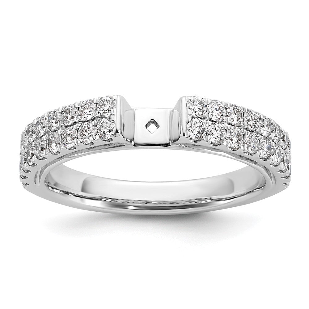 14K White Gold 2 Row Peg Set 3/4 Carat Diamond Semi Mount Engagement Ring