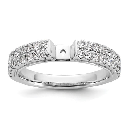 14K White Gold 2 Row Peg Set 3/4 Carat Diamond Semi Mount Engagement Ring