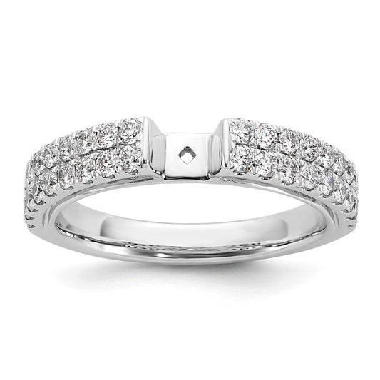 14K White Gold 2 Row Peg Set 3/4 Carat Diamond Semi Mount Engagement Ring