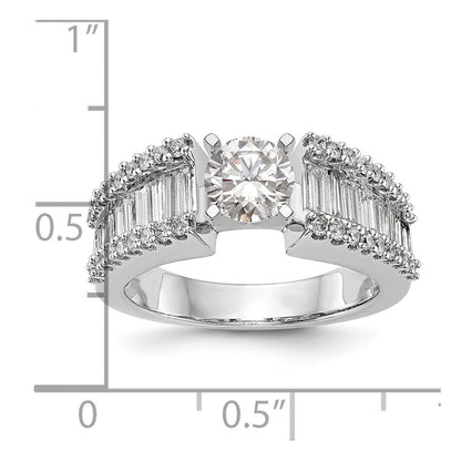 1.33ct. CZ Solid Real 14K White Gold Peg Set Engagement Ring
